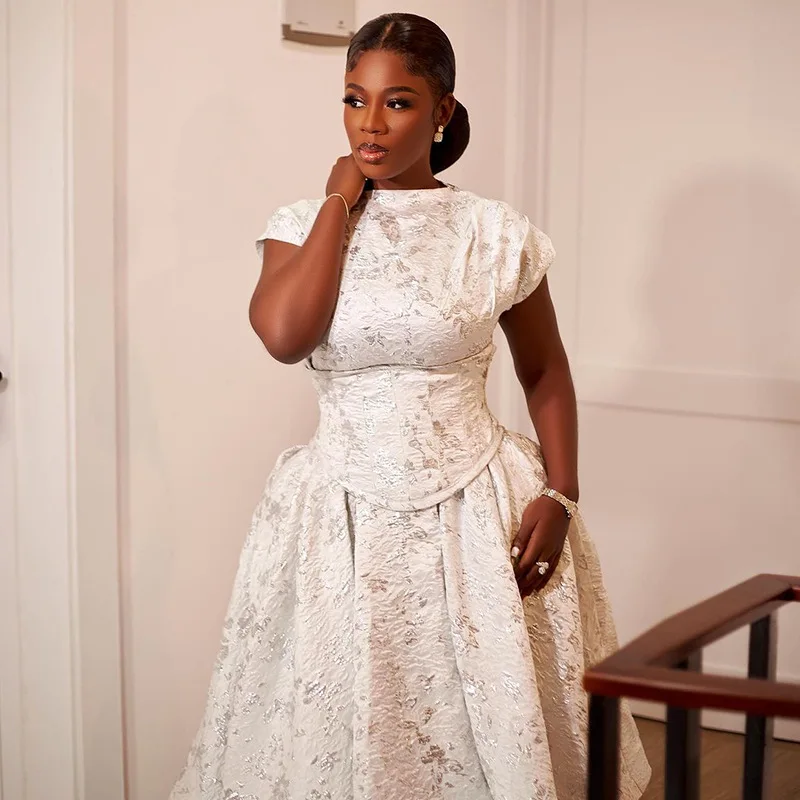 CM.YAYA Short Sleeve Elegant Women Long Dress Pockets O-neck A-Line Mid-Length Dresses 2024 Summer Beach Party Streetwear