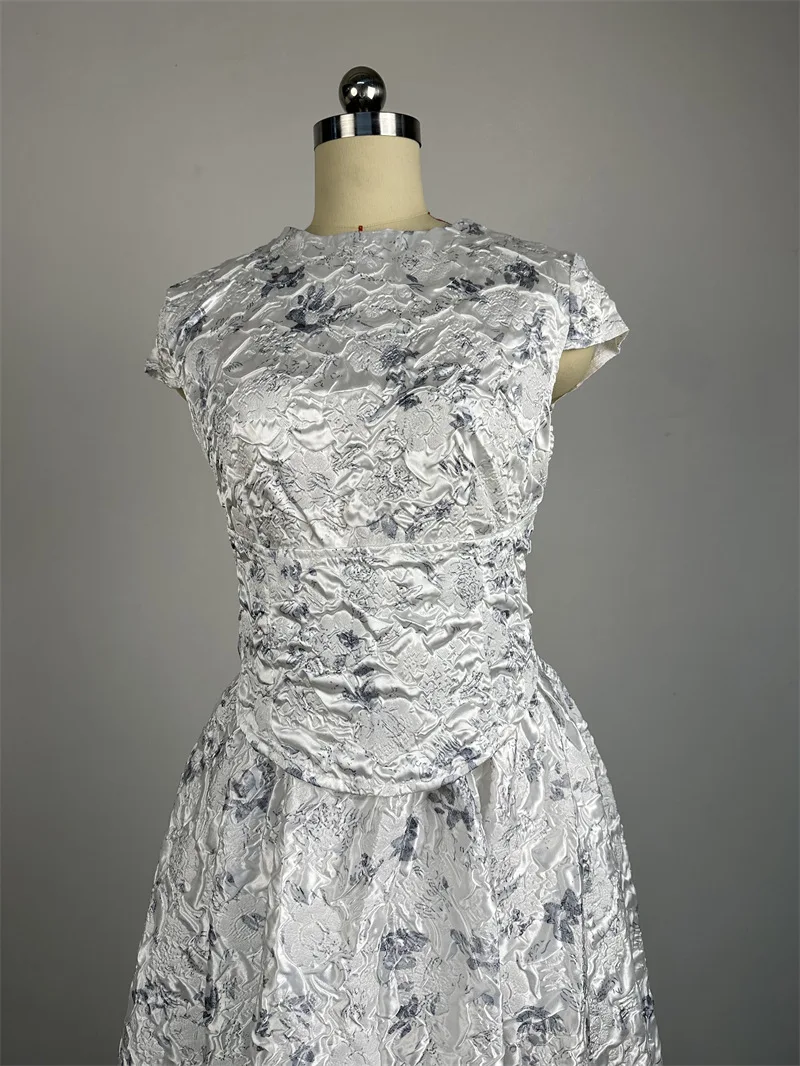 CM.YAYA Short Sleeve Elegant Women Long Dress Pockets O-neck A-Line Mid-Length Dresses 2024 Summer Beach Party Streetwear