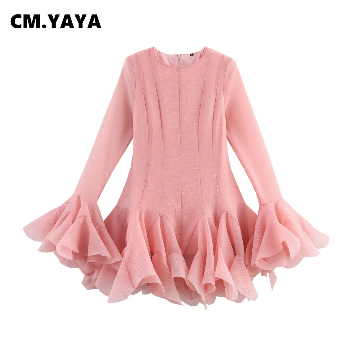 CM.YAYA Women flare long sleeve Printed Big Swing Ball Gown Dress 2025 Summer Holiday Night Club Party Vestidos Sexy Dresses