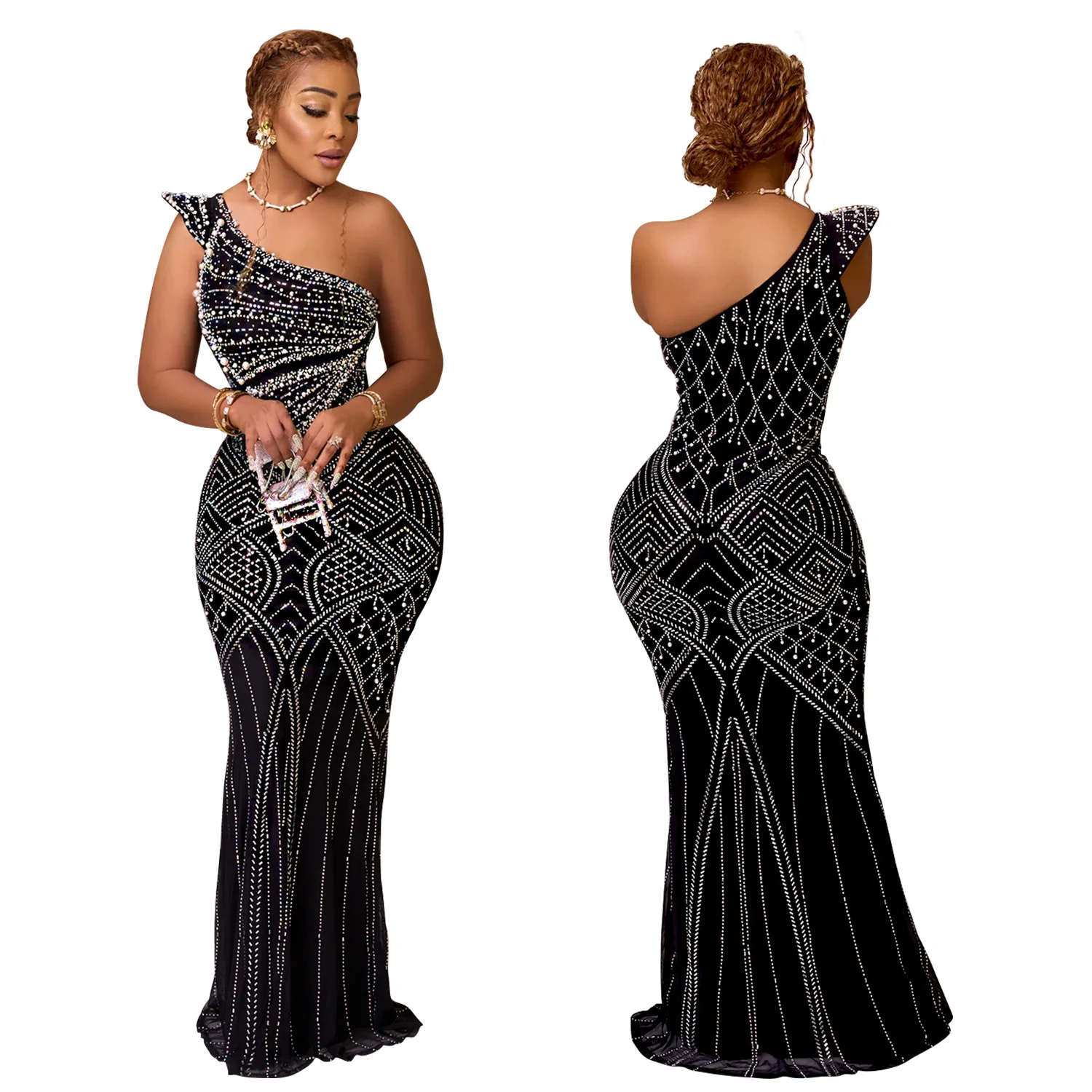 CM.YAYA Rhinestone Diagonal Collar Long Dress Women Sleeveless 2024 Spring Vestidos Sexy Party Club Birthday Evening Dresses CM.YAYA Rhinestone Diagonal Collar Long Dress Women Sleeveless 2024 Spring Vestidos Sexy Party Club Birthday Evening Dresses