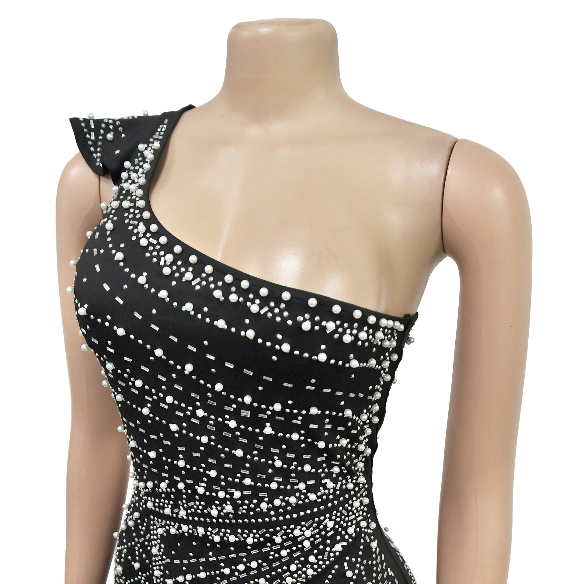 CM.YAYA Rhinestone Diagonal Collar Long Dress Women Sleeveless 2024 Spring Vestidos Sexy Party Club Birthday Evening Dresses CM.YAYA Rhinestone Diagonal Collar Long Dress Women Sleeveless 2024 Spring Vestidos Sexy Party Club Birthday Evening Dresses