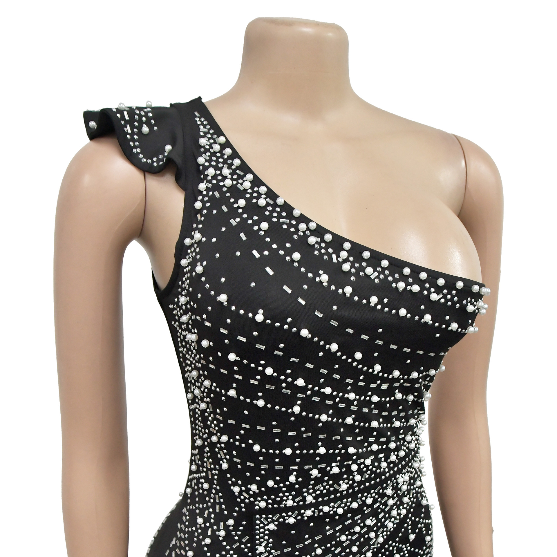 CM.YAYA Rhinestone Diagonal Collar Long Dress Women Sleeveless 2024 Spring Vestidos Sexy Party Club Birthday Evening Dresses CM.YAYA Rhinestone Diagonal Collar Long Dress Women Sleeveless 2024 Spring Vestidos Sexy Party Club Birthday Evening Dresses