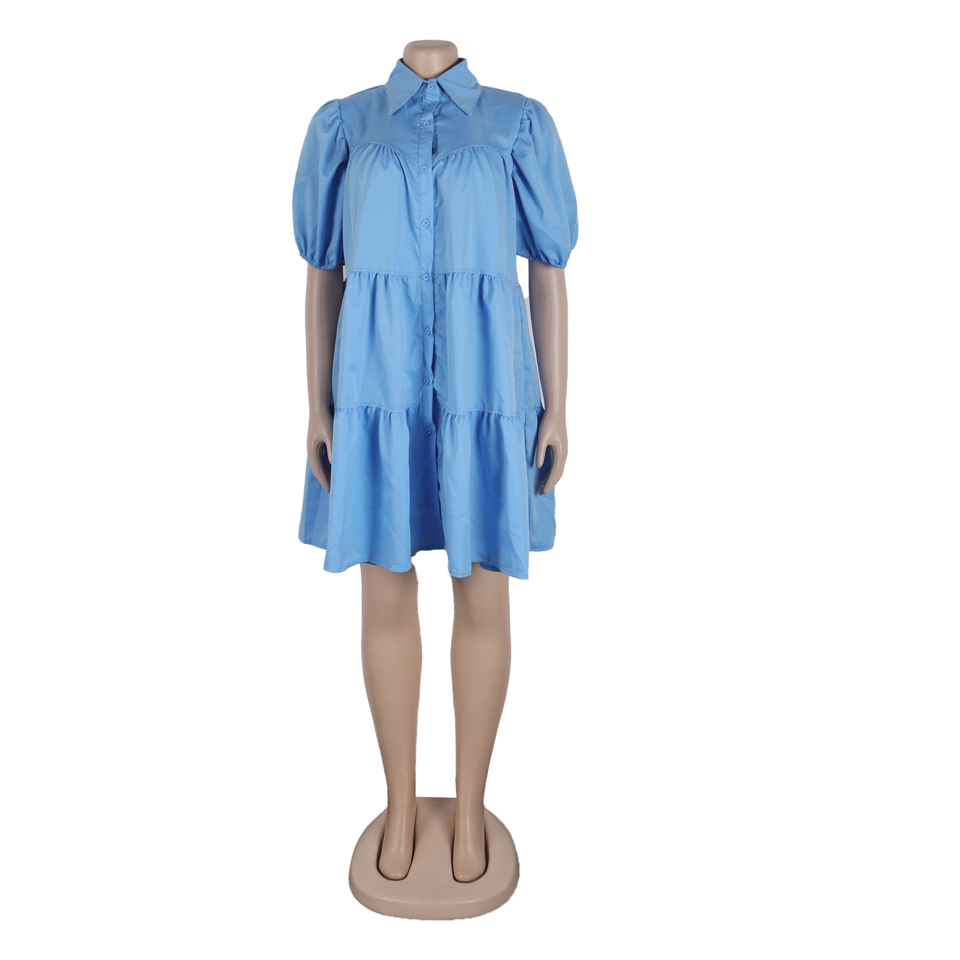 CM.YAYA Elegant Women Puff Sleeve Single Breasted Lapel Collar Babydoll Dress Street White Big Swing Loose Smock Shirt Dresses CM.YAYA Elegant Women Puff Sleeve Single Breasted Lapel Collar Babydoll Dress Street White Big Swing Loose Smock Shirt Dresses