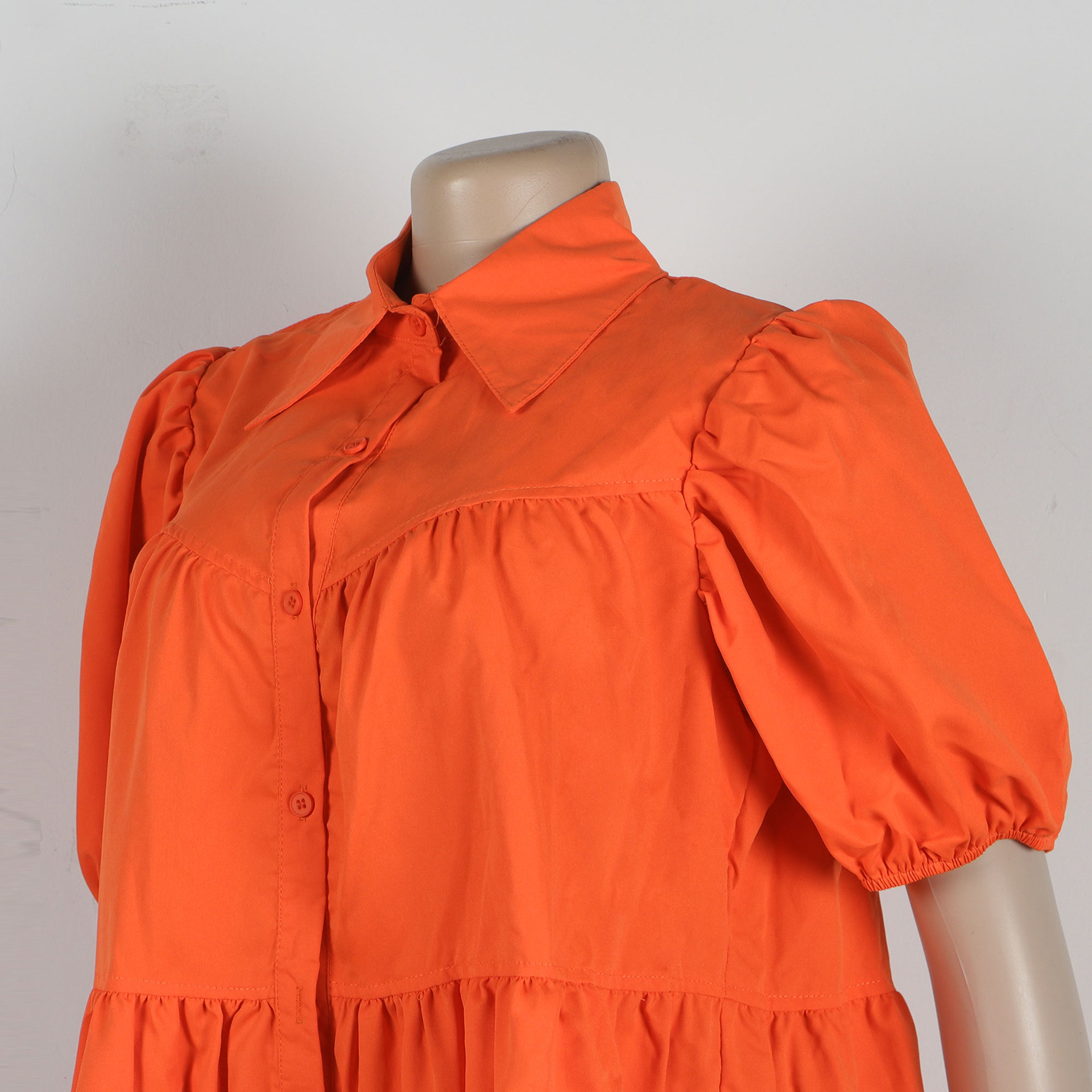 CM.YAYA Elegant Women Puff Sleeve Single Breasted Lapel Collar Babydoll Dress Street White Big Swing Loose Smock Shirt Dresses CM.YAYA Elegant Women Puff Sleeve Single Breasted Lapel Collar Babydoll Dress Street White Big Swing Loose Smock Shirt Dresses