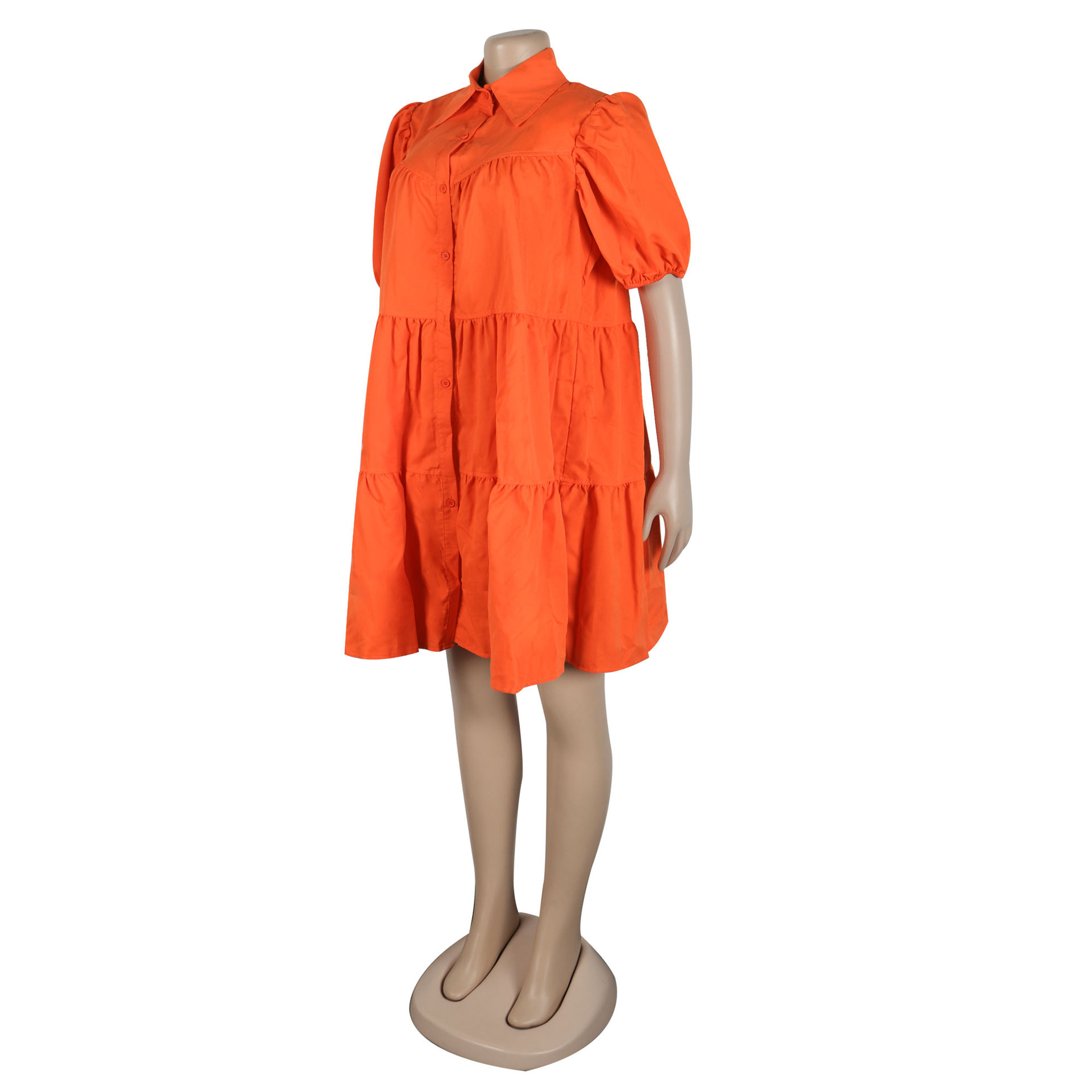 CM.YAYA Elegant Women Puff Sleeve Single Breasted Lapel Collar Babydoll Dress Street White Big Swing Loose Smock Shirt Dresses CM.YAYA Elegant Women Puff Sleeve Single Breasted Lapel Collar Babydoll Dress Street White Big Swing Loose Smock Shirt Dresses