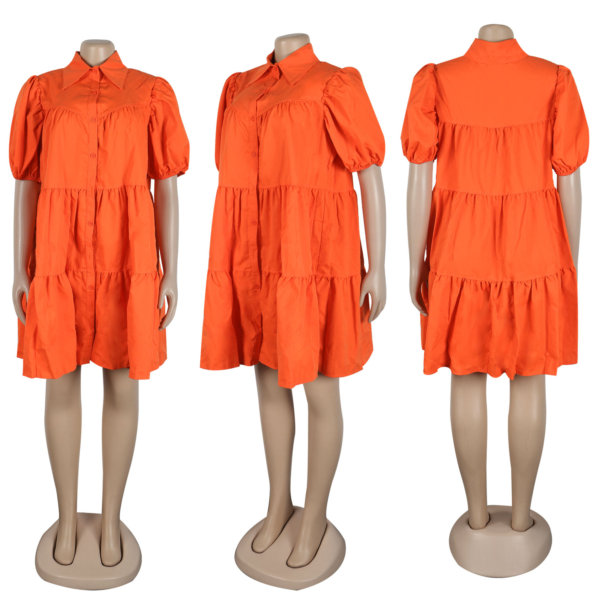 CM.YAYA Elegant Women Puff Sleeve Single Breasted Lapel Collar Babydoll Dress Street White Big Swing Loose Smock Shirt Dresses CM.YAYA Elegant Women Puff Sleeve Single Breasted Lapel Collar Babydoll Dress Street White Big Swing Loose Smock Shirt Dresses