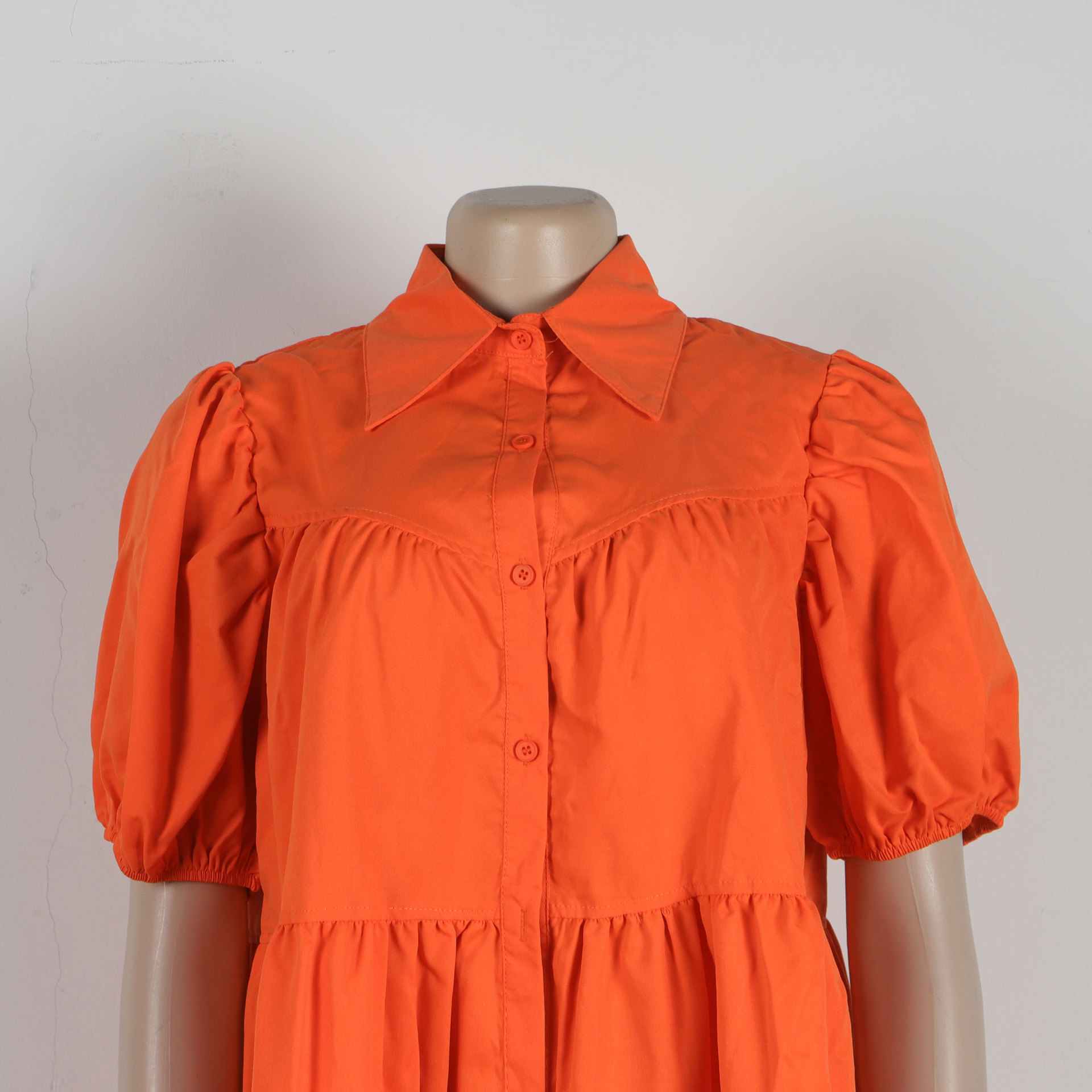 CM.YAYA Elegant Women Puff Sleeve Single Breasted Lapel Collar Babydoll Dress Street White Big Swing Loose Smock Shirt Dresses CM.YAYA Elegant Women Puff Sleeve Single Breasted Lapel Collar Babydoll Dress Street White Big Swing Loose Smock Shirt Dresses