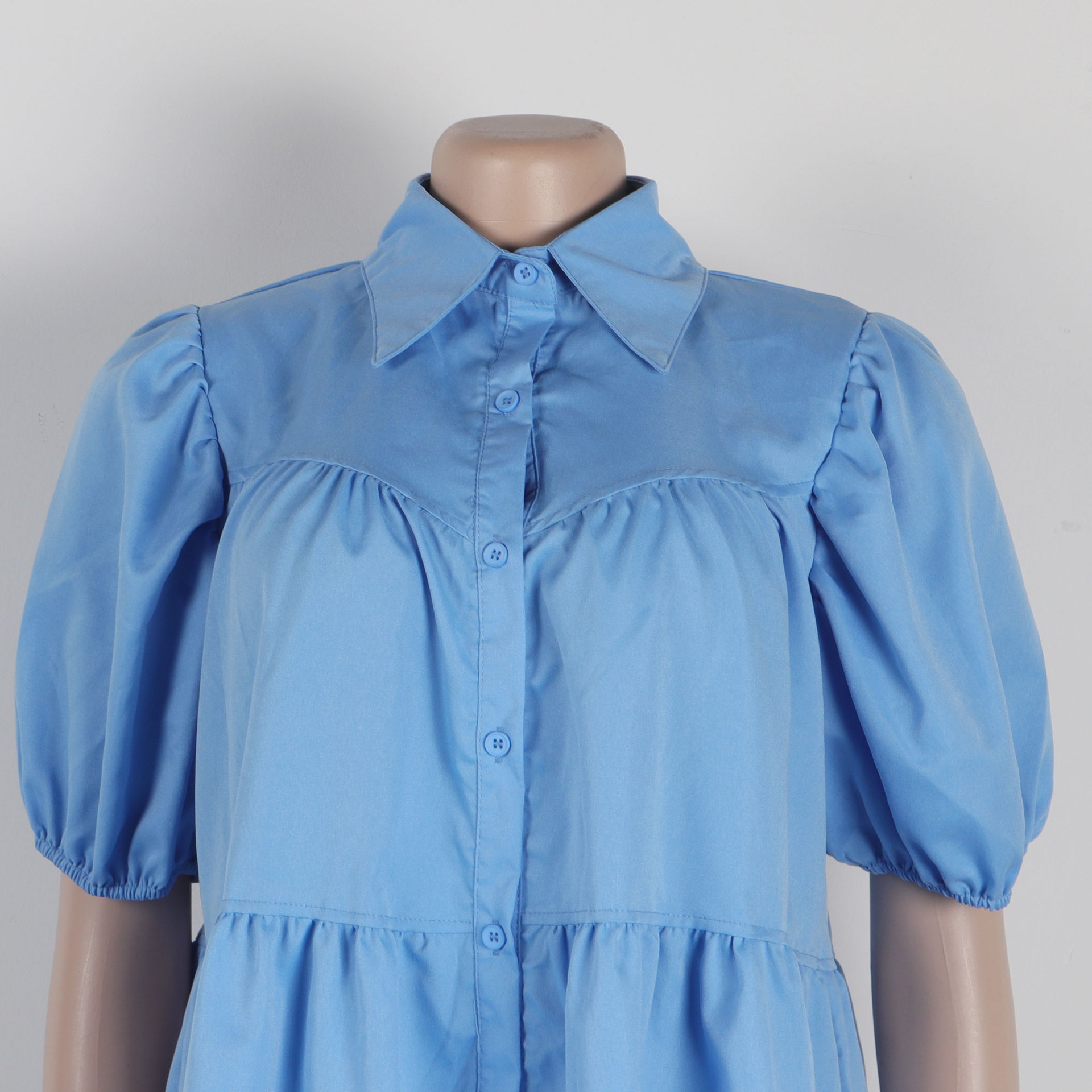 CM.YAYA Elegant Women Puff Sleeve Single Breasted Lapel Collar Babydoll Dress Street White Big Swing Loose Smock Shirt Dresses CM.YAYA Elegant Women Puff Sleeve Single Breasted Lapel Collar Babydoll Dress Street White Big Swing Loose Smock Shirt Dresses