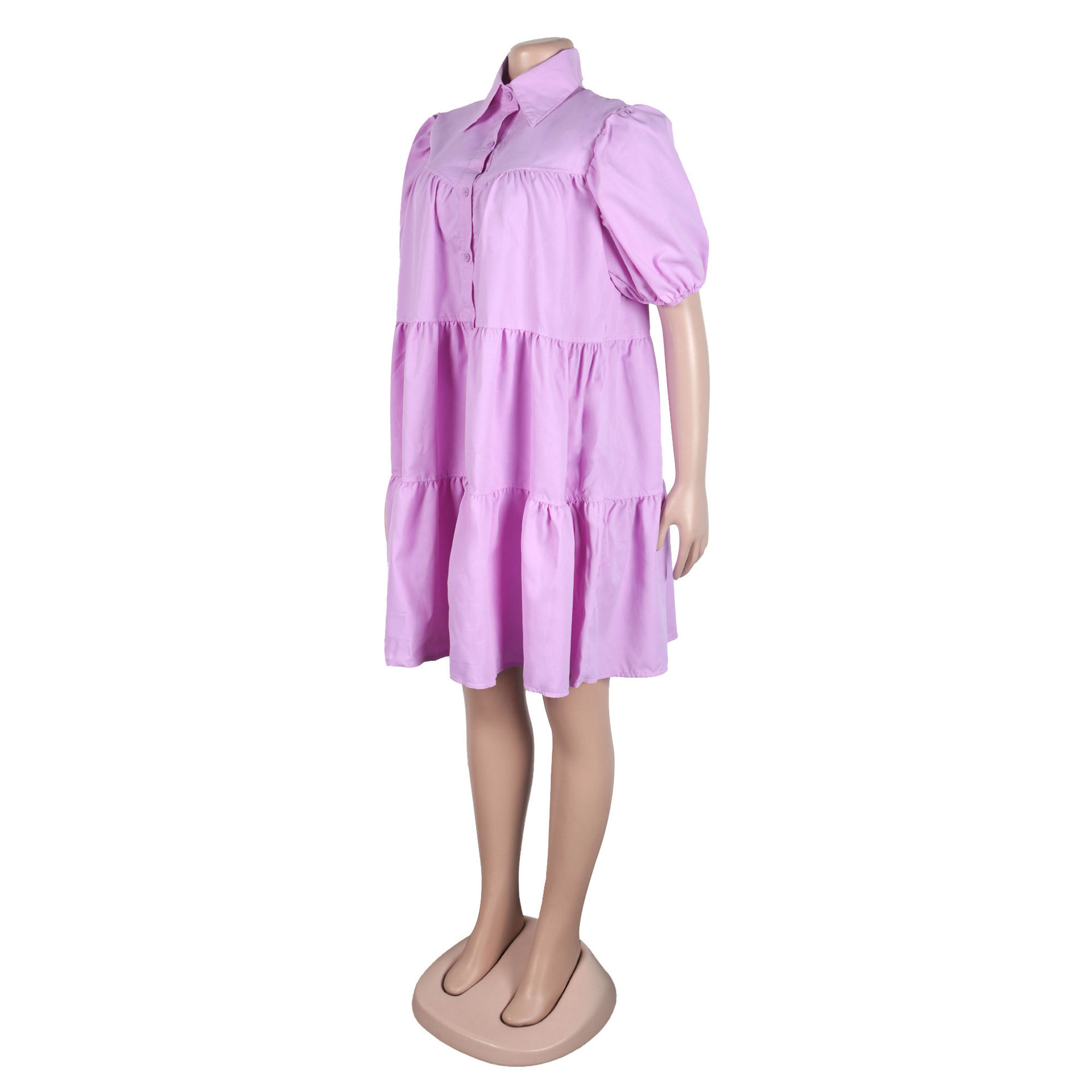 CM.YAYA Elegant Women Puff Sleeve Single Breasted Lapel Collar Babydoll Dress Street White Big Swing Loose Smock Shirt Dresses CM.YAYA Elegant Women Puff Sleeve Single Breasted Lapel Collar Babydoll Dress Street White Big Swing Loose Smock Shirt Dresses