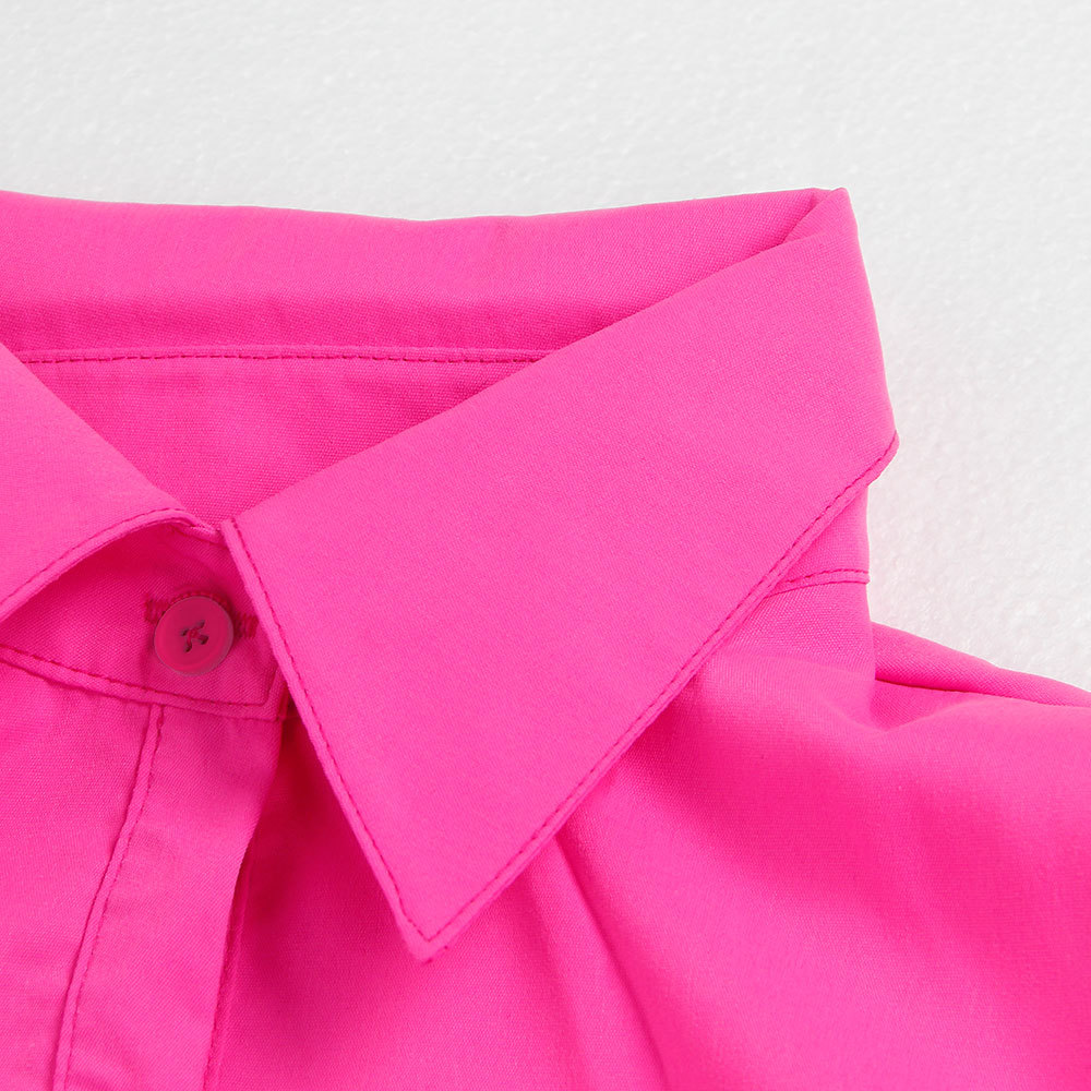 CM.YAYA Elegant Women Puff Sleeve Single Breasted Lapel Collar Babydoll Dress Street White Big Swing Loose Smock Shirt Dresses