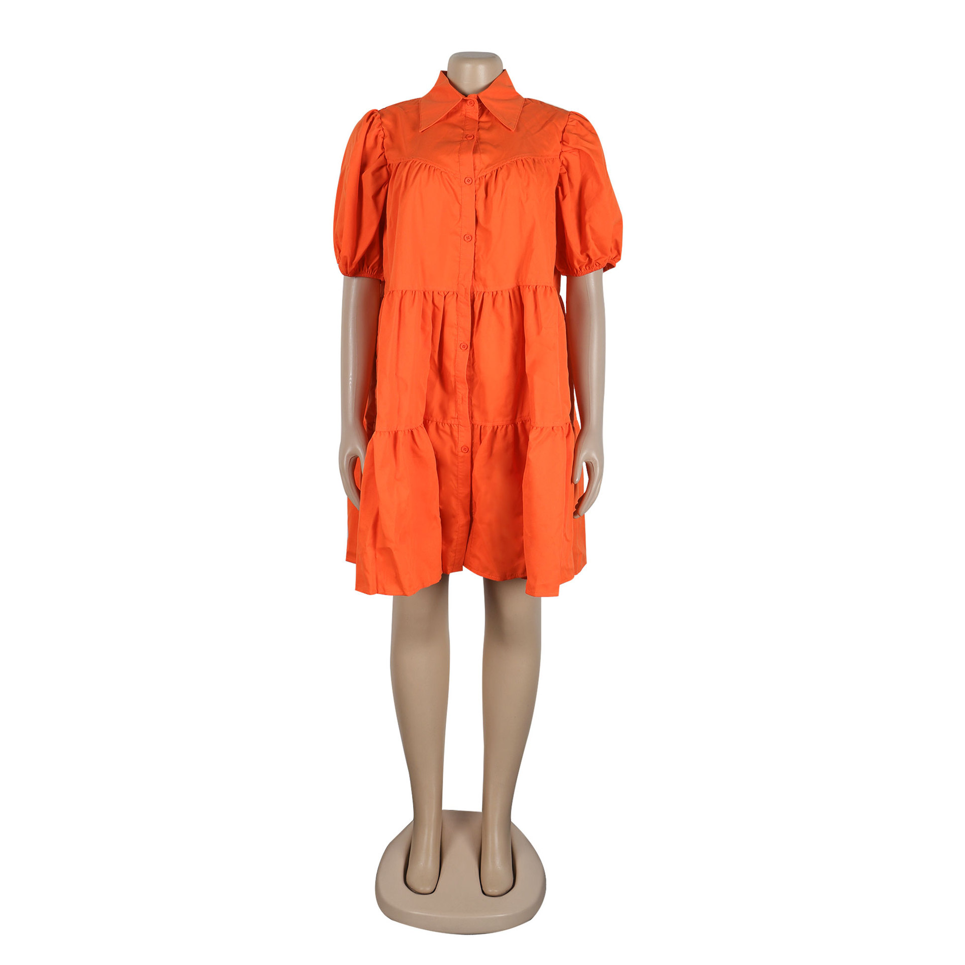 CM.YAYA Elegant Women Puff Sleeve Single Breasted Lapel Collar Babydoll Dress Street White Big Swing Loose Smock Shirt Dresses CM.YAYA Elegant Women Puff Sleeve Single Breasted Lapel Collar Babydoll Dress Street White Big Swing Loose Smock Shirt Dresses