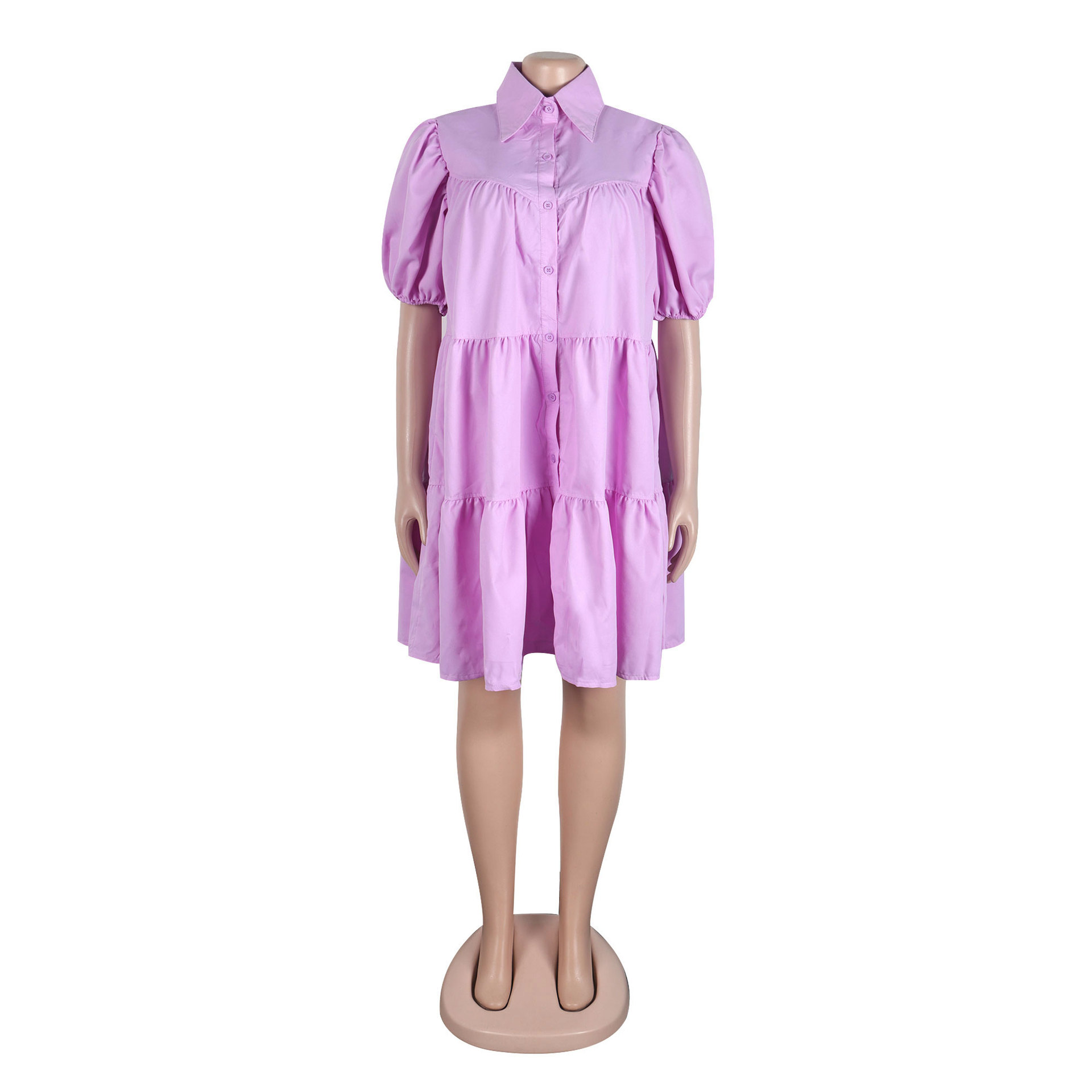 CM.YAYA Elegant Women Puff Sleeve Single Breasted Lapel Collar Babydoll Dress Street White Big Swing Loose Smock Shirt Dresses CM.YAYA Elegant Women Puff Sleeve Single Breasted Lapel Collar Babydoll Dress Street White Big Swing Loose Smock Shirt Dresses