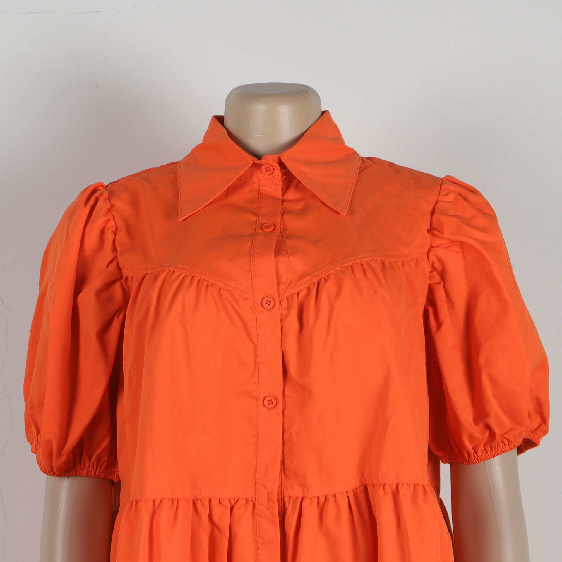 CM.YAYA Elegant Women Puff Sleeve Single Breasted Lapel Collar Babydoll Dress Street White Big Swing Loose Smock Shirt Dresses CM.YAYA Elegant Women Puff Sleeve Single Breasted Lapel Collar Babydoll Dress Street White Big Swing Loose Smock Shirt Dresses