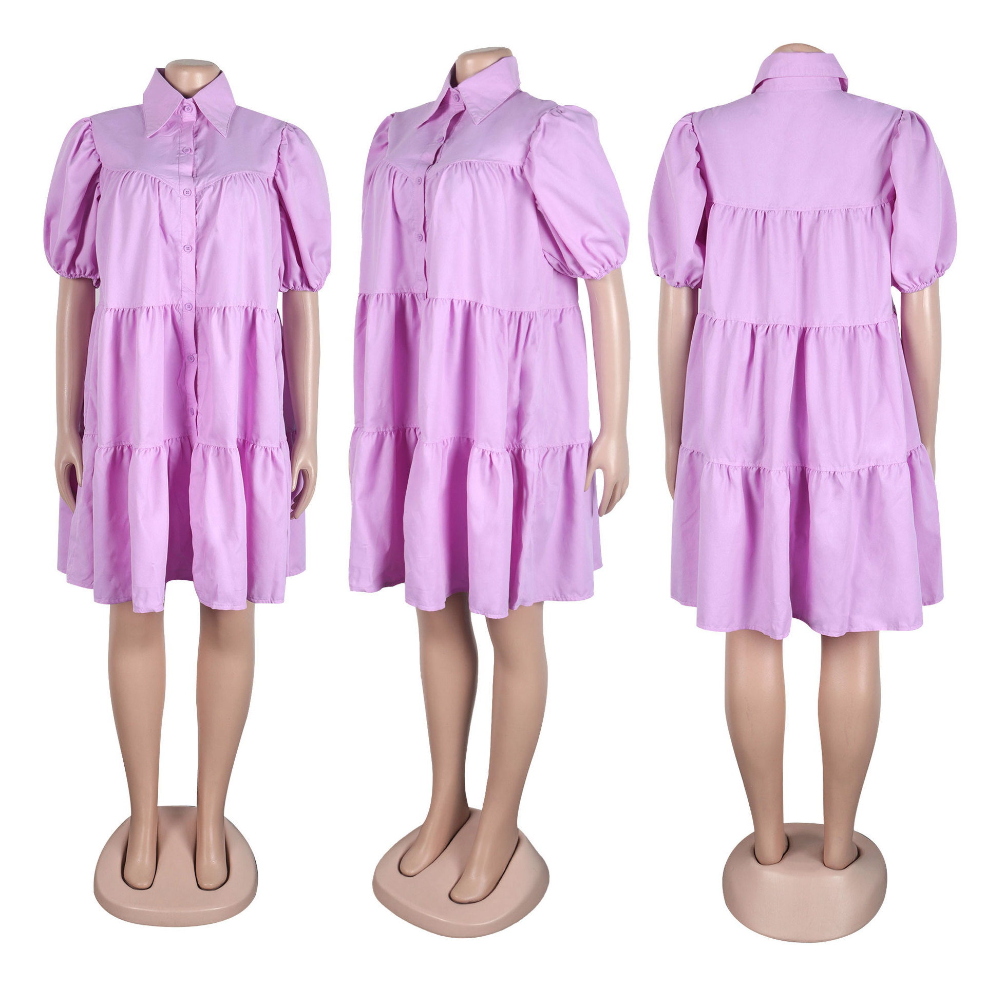 CM.YAYA Elegant Women Puff Sleeve Single Breasted Lapel Collar Babydoll Dress Street White Big Swing Loose Smock Shirt Dresses CM.YAYA Elegant Women Puff Sleeve Single Breasted Lapel Collar Babydoll Dress Street White Big Swing Loose Smock Shirt Dresses