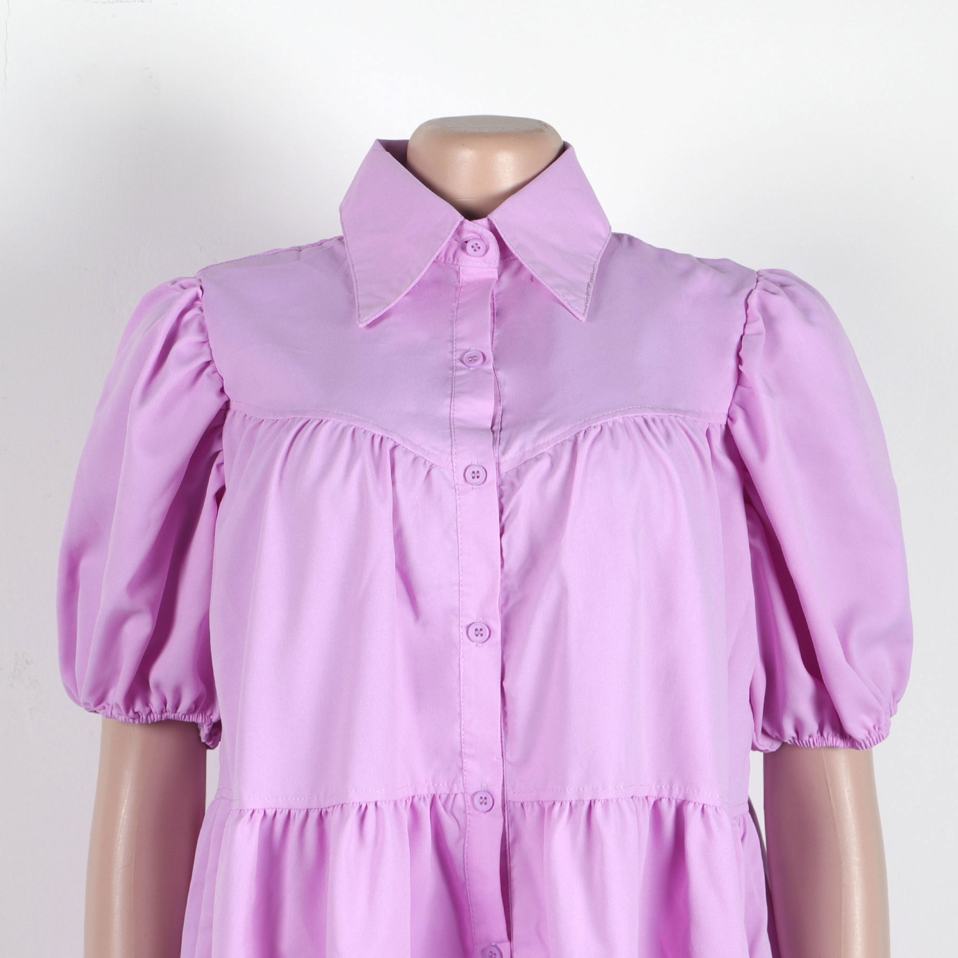 CM.YAYA Elegant Women Puff Sleeve Single Breasted Lapel Collar Babydoll Dress Street White Big Swing Loose Smock Shirt Dresses CM.YAYA Elegant Women Puff Sleeve Single Breasted Lapel Collar Babydoll Dress Street White Big Swing Loose Smock Shirt Dresses