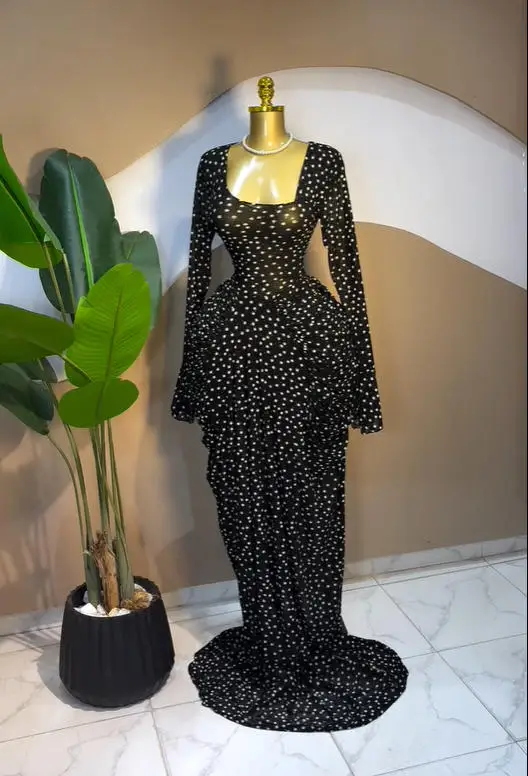 CM.YAYA Women Floral Tie Dye Print Stacked Ruched Long Sleeve A-line Maxi Long Dress 2025 Birthda Party Education Trendy Dresses