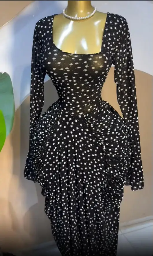 CM.YAYA Women Floral Tie Dye Print Stacked Ruched Long Sleeve A-line Maxi Long Dress 2025 Birthda Party Education Trendy Dresses