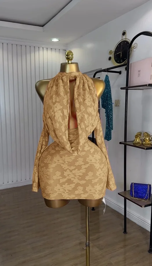 GLCMYAYA Women Floral Pile Collar Off Shoulder Bodycon Long Sleeve Mini Dress Fall Vacation Sexy Party Birthday Dresses Vestidos