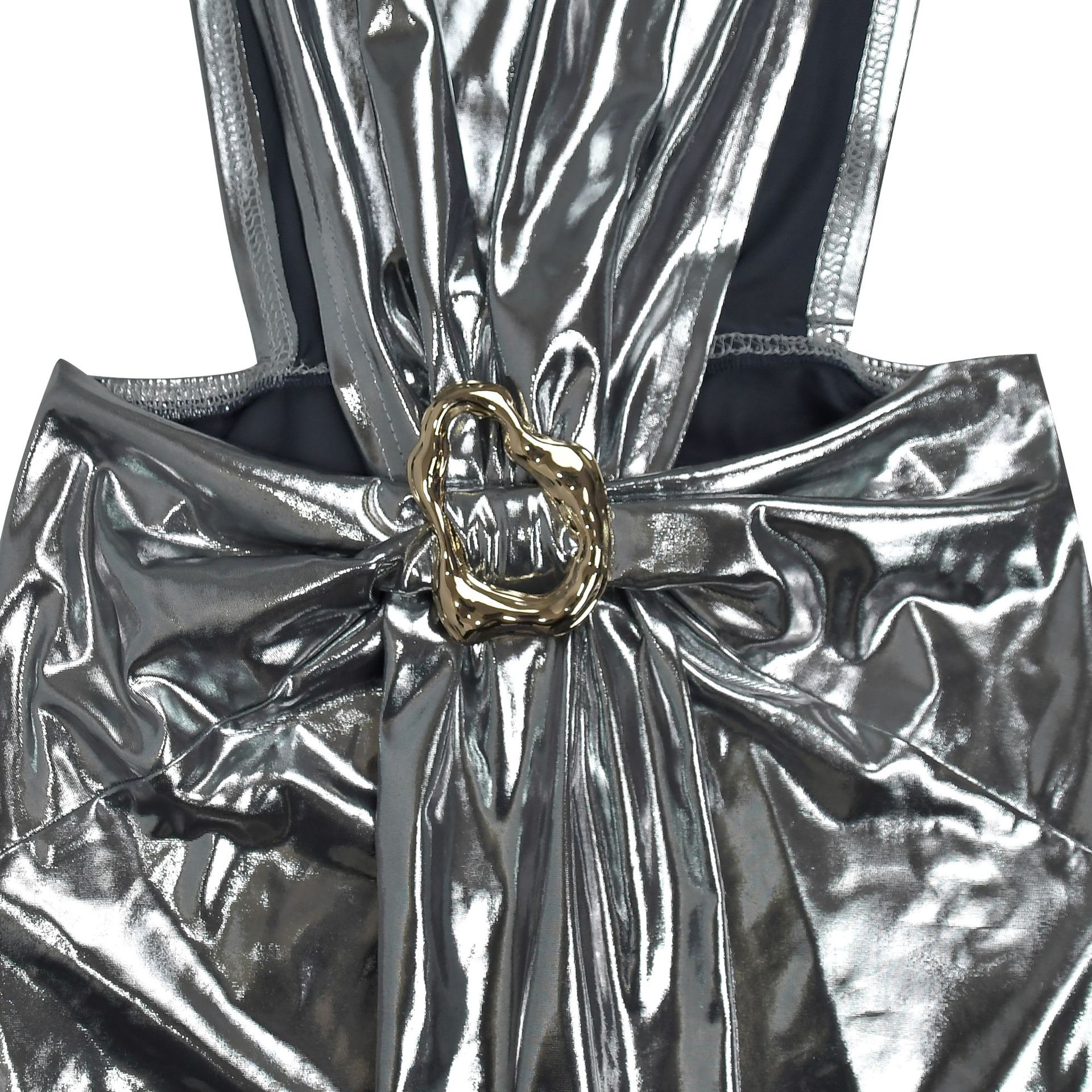 CM.YAYA Women Gilding Sleeveless Cutout Bodycon Midi Maxi Long Dress 2025 Summer Beach Vacation Party Birthday Sexy Dresses