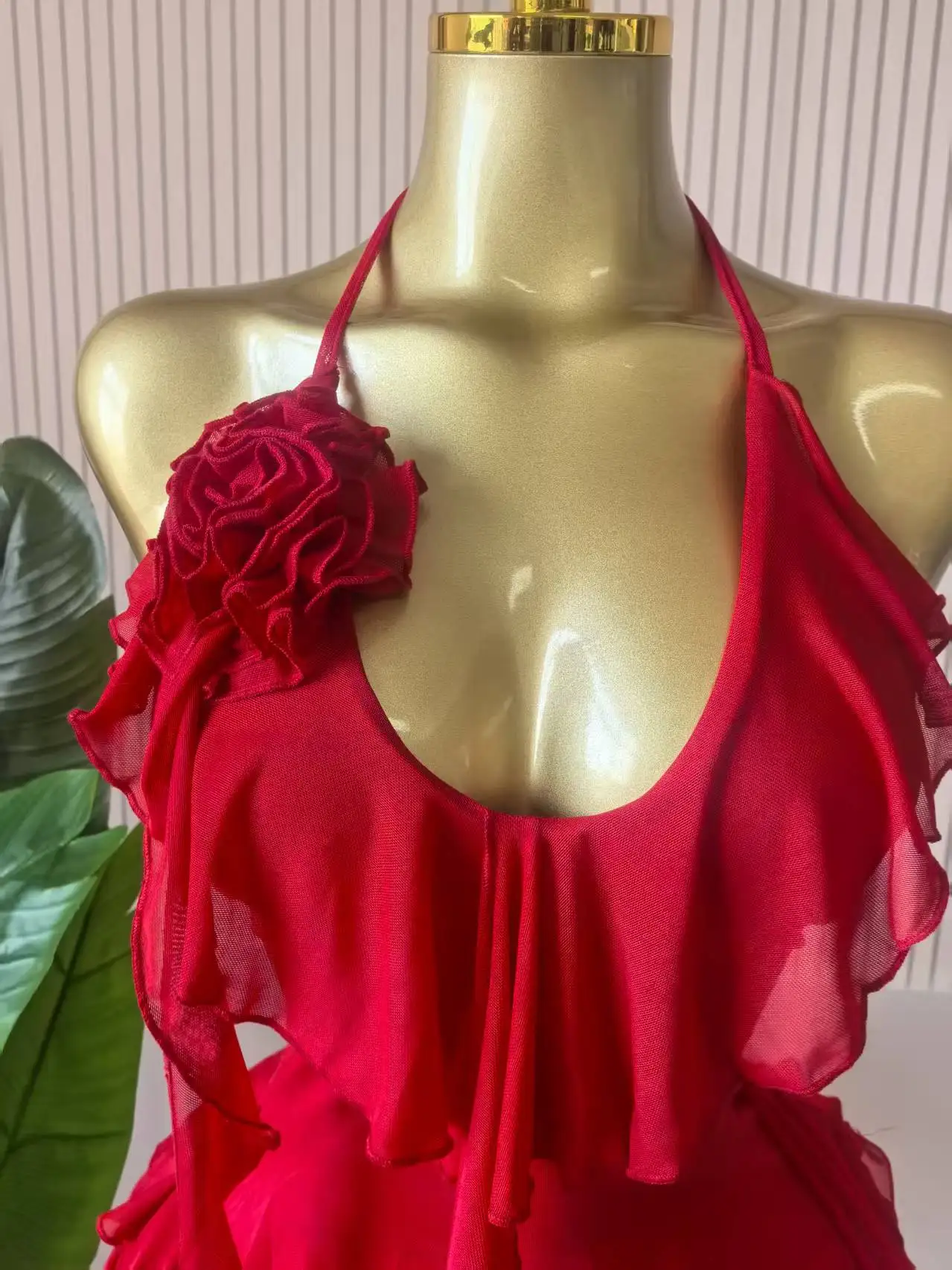 CM.YAYA Women Halter Neck Backless Tierred Ruffles Ball Gown Mini Dress 2025 Beach Holiday Party Birthday Street Sexy Dresses CM.YAYA Women Halter Neck Backless Tierred Ruffles Ball Gown Mini Dress 2025 Beach Holiday Party Birthday Street Sexy Dresses