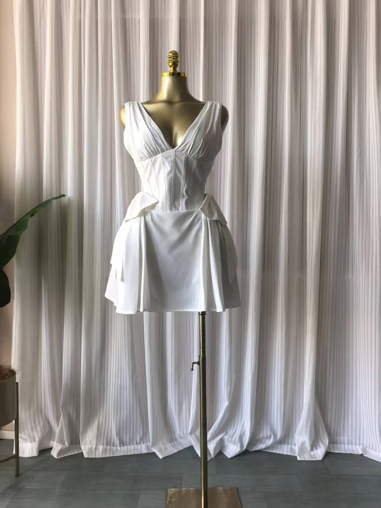 CM.YAYA Women Sleeveless Bow Splicing Deep V-neck Corset A-line Mini Dress 2026 Street Parties Education Beach Dresses Vestidos CM.YAYA Women Sleeveless Bow Splicing Deep V-neck Corset A-line Mini Dress 2026 Street Parties Education Beach Dresses Vestidos