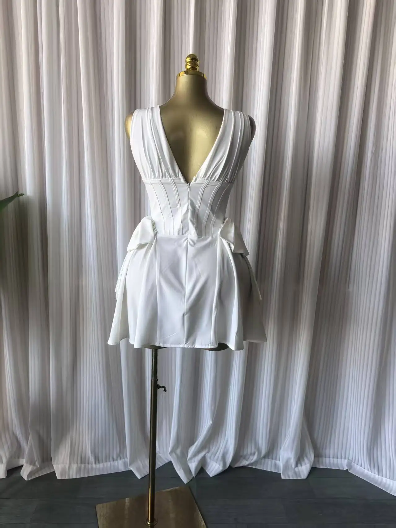 CM.YAYA Women Sleeveless Bow Splicing Deep V-neck Corset A-line Mini Dress 2026 Street Parties Education Beach Dresses Vestidos CM.YAYA Women Sleeveless Bow Splicing Deep V-neck Corset A-line Mini Dress 2026 Street Parties Education Beach Dresses Vestidos