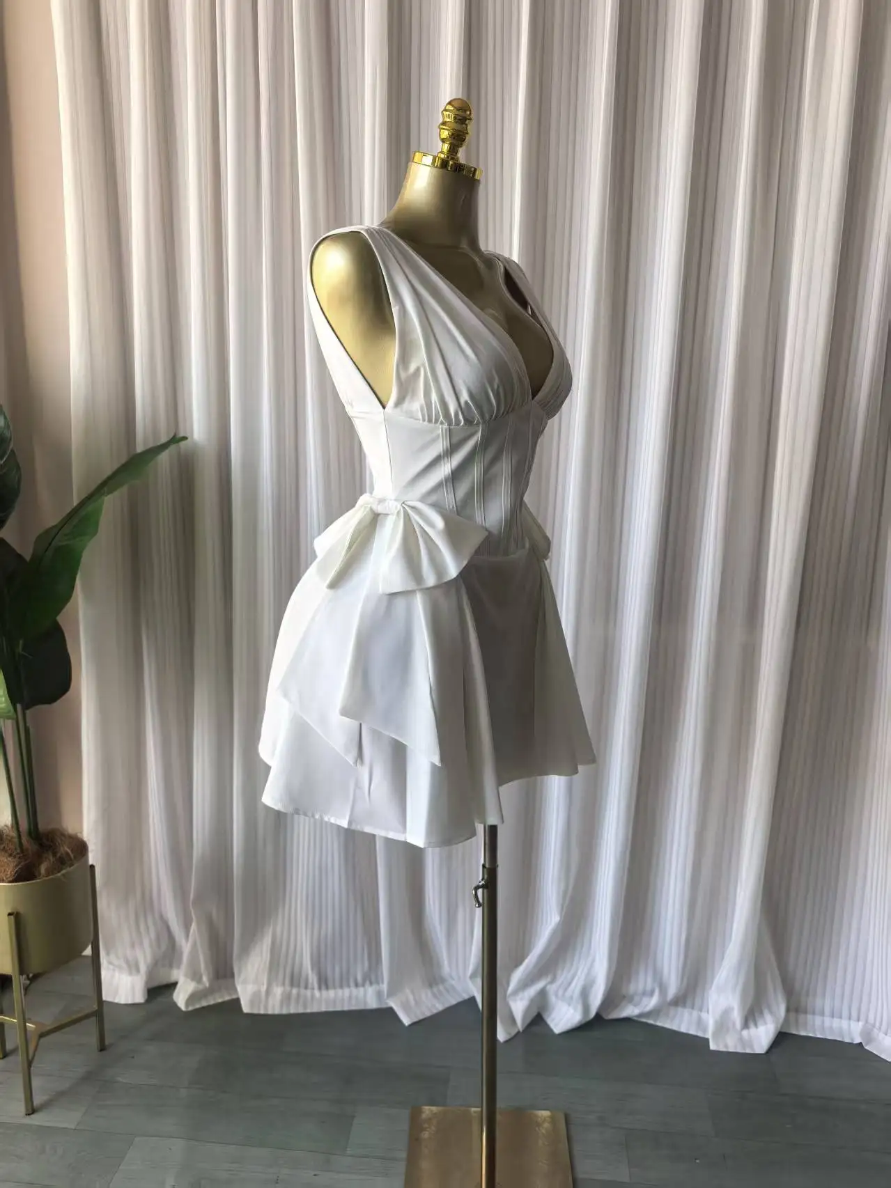 CM.YAYA Women Sleeveless Bow Splicing Deep V-neck Corset A-line Mini Dress 2026 Street Parties Education Beach Dresses Vestidos CM.YAYA Women Sleeveless Bow Splicing Deep V-neck Corset A-line Mini Dress 2026 Street Parties Education Beach Dresses Vestidos