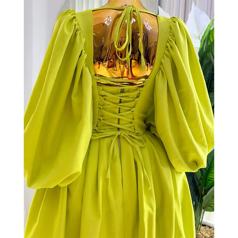 CM.YAYA Women Long Lantern Sleeve Square Collar Big Swing Long Maxi Dress 2024 Fall Birthday Sexy Party Evening Dresses Vestidos CM.YAYA Women Long Lantern Sleeve Square Collar Big Swing Long Maxi Dress 2024 Fall Birthday Sexy Party Evening Dresses Vestidos