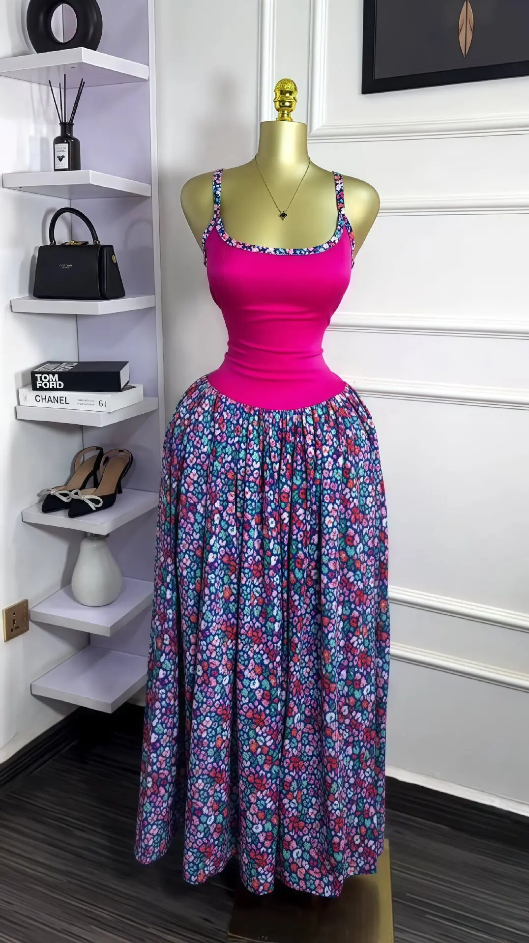 CM.YAYA Women Floral Printed Patchwork Strap Tank Maxi Long Dress 2025 Summer Beach Birthday Sexy Club Party Evening Dresses