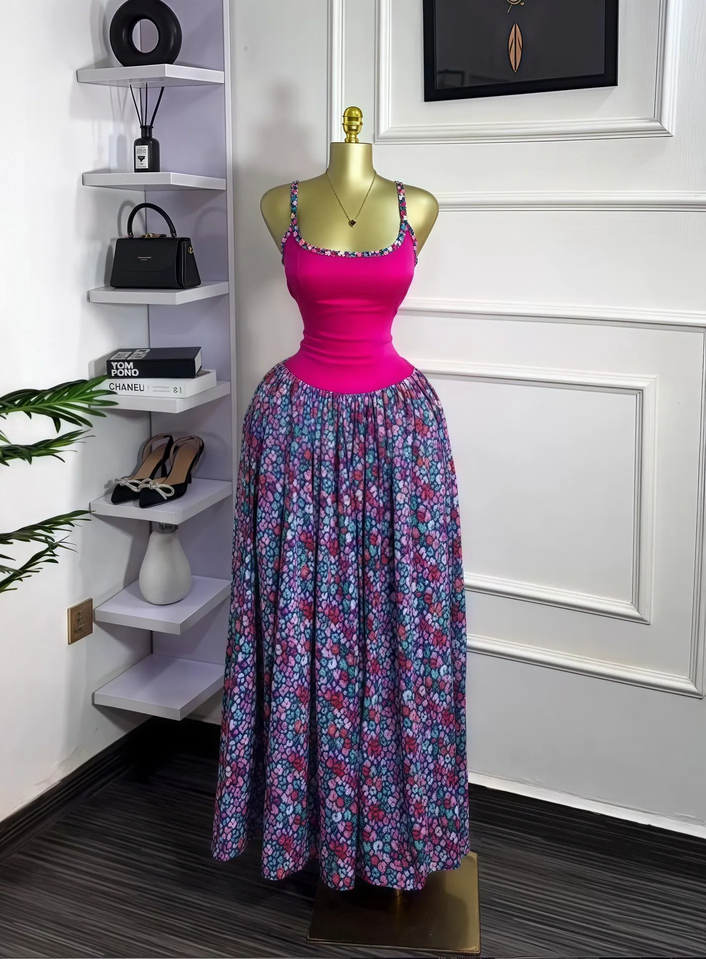 CM.YAYA Women Floral Printed Patchwork Strap Tank Maxi Long Dress 2025 Summer Beach Birthday Sexy Club Party Evening Dresses CM.YAYA Women Floral Printed Patchwork Strap Tank Maxi Long Dress 2025 Summer Beach Birthday Sexy Club Party Evening Dresses