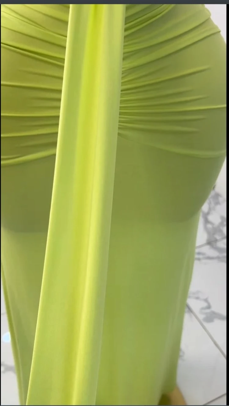 CM.YAYA Women Halter V-neck Stacked Ruched Backless Bodycon Midi Maxi Long Dress 2025 Vacation Birthday Sexy Party Club Dresses