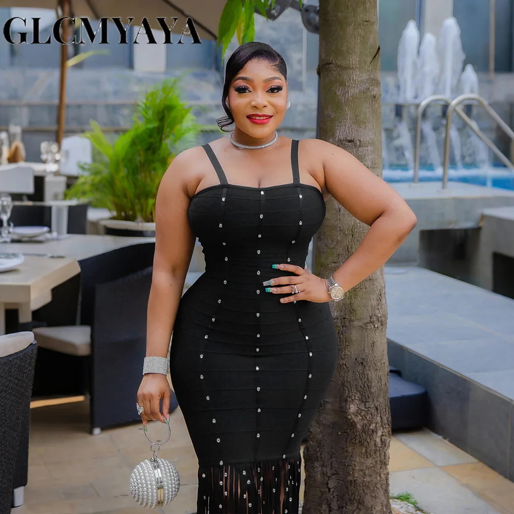 CM.YAYA Women Strap Sleeveless Pearl Sexy Sweet tassel Long Dress Elegant Vacation Birthday Party Maxi Dresses Trendy Vestidos