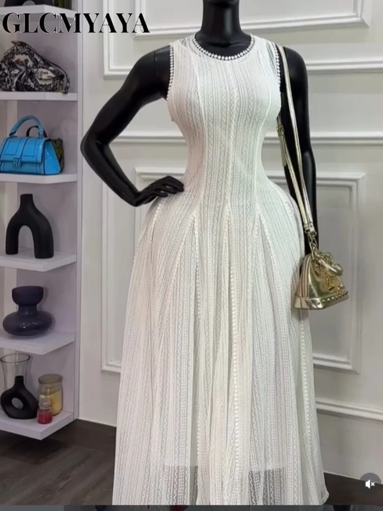 CM.YAYA Women's Sleeveless A-line Midi Maxi Tank Dress 2026 Streetwear INS Education Party Cocktail Night Out Long Dresses