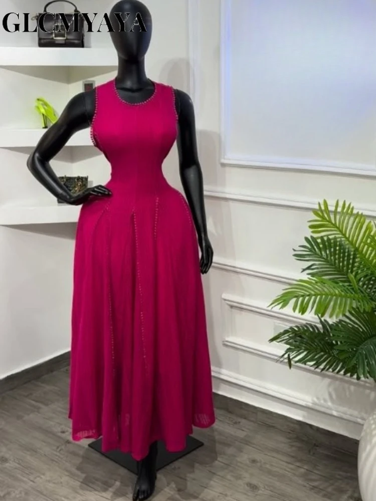 CM.YAYA Women's Sleeveless A-line Midi Maxi Tank Dress 2026 Streetwear INS Education Party Cocktail Night Out Long Dresses