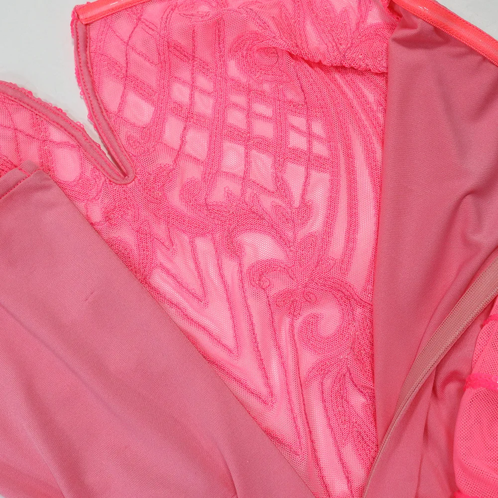 CM.YAYA Women Strapless V-neck Fashion Sequined Sexy Dress Mesh See Through 2024 Summer Night Club Evening Party Mini Dresses