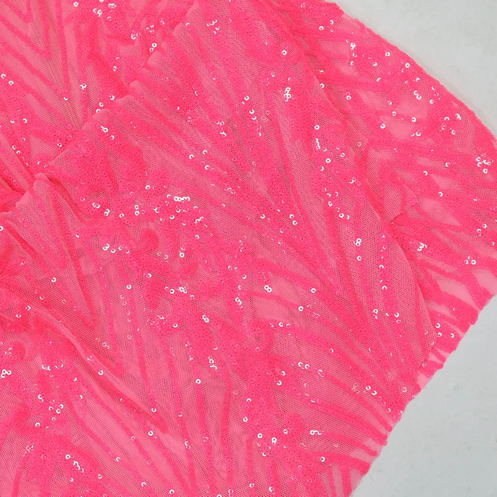 CM.YAYA Women Strapless V-neck Fashion Sequined Sexy Dress Mesh See Through 2024 Summer Night Club Evening Party Mini Dresses