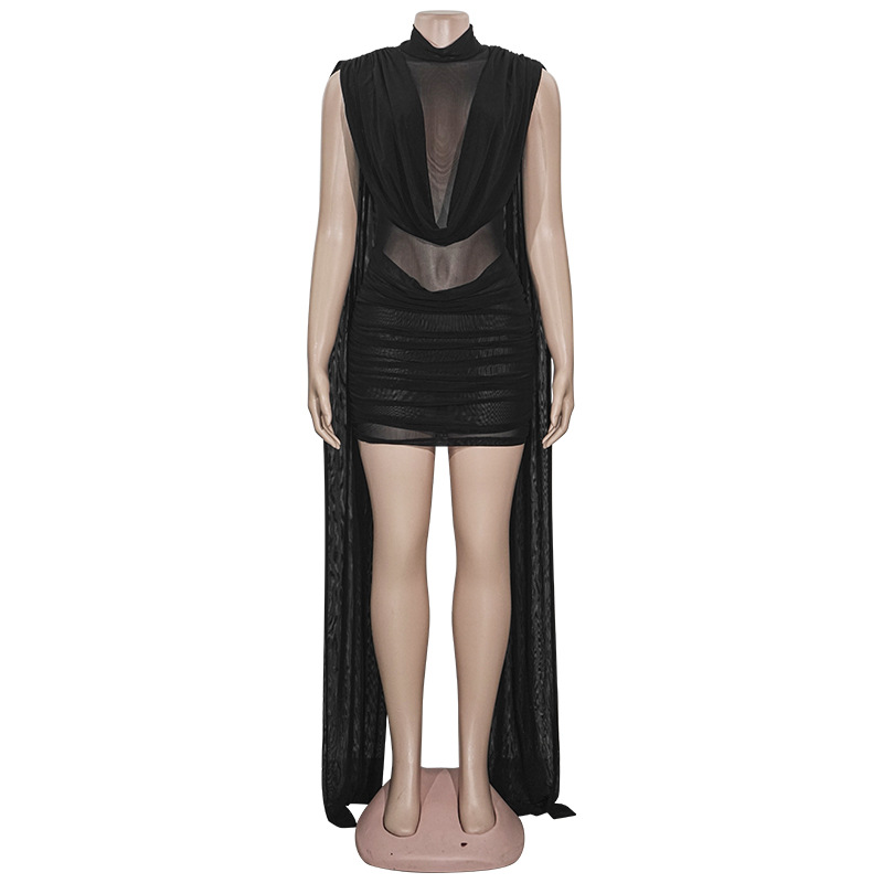 CM.YAYA Women's Sleeveless Pile Collar Streamer Bodycon Midi Dress 2026 Streetwear Education Party Cocktail Night Out Dresses