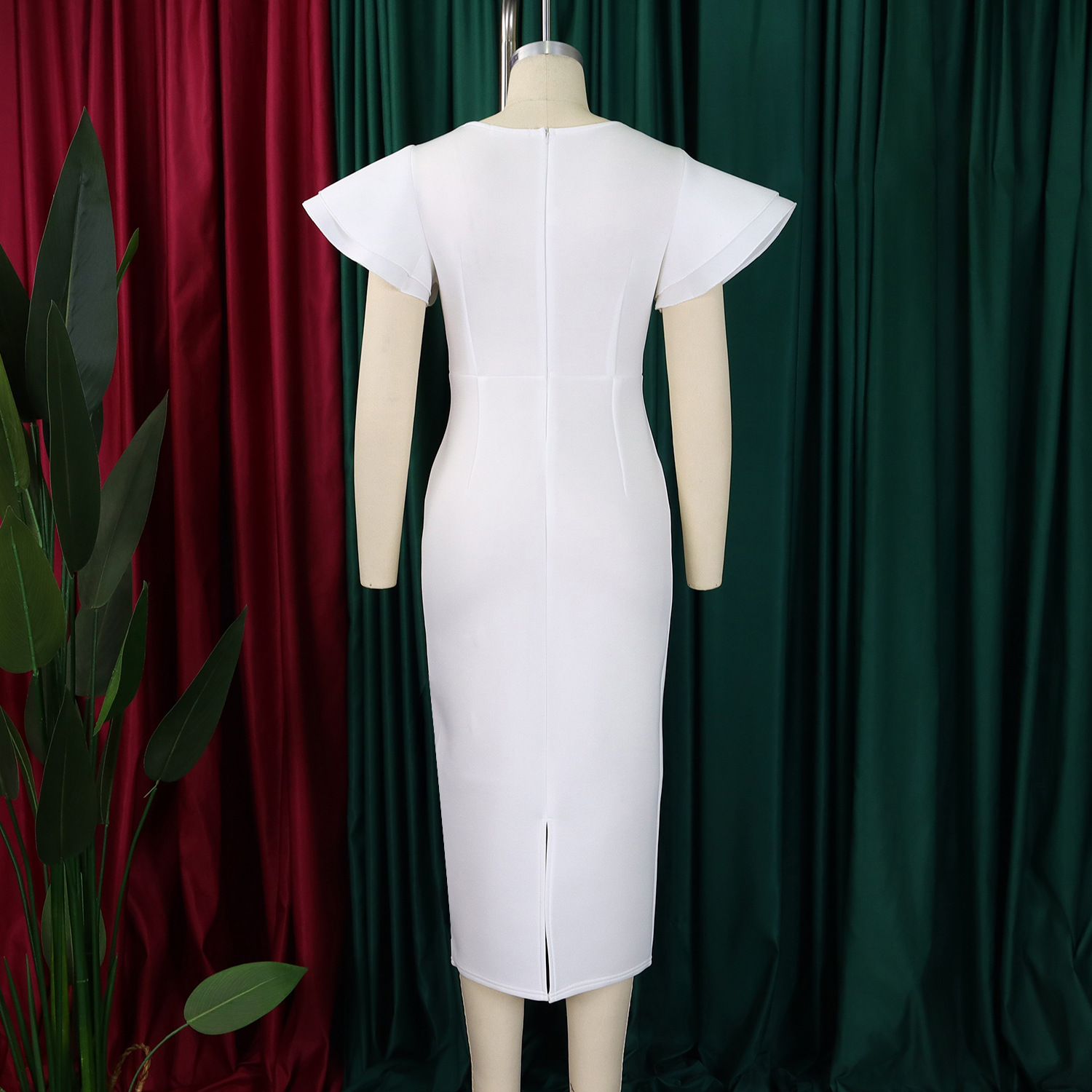 CM.YAYA Women Short Ruffles Sleeve O-neck Ribbon Bodycon Midi Dress 2025 Street Africa OL Evening Sexy Party Dresses Vestido