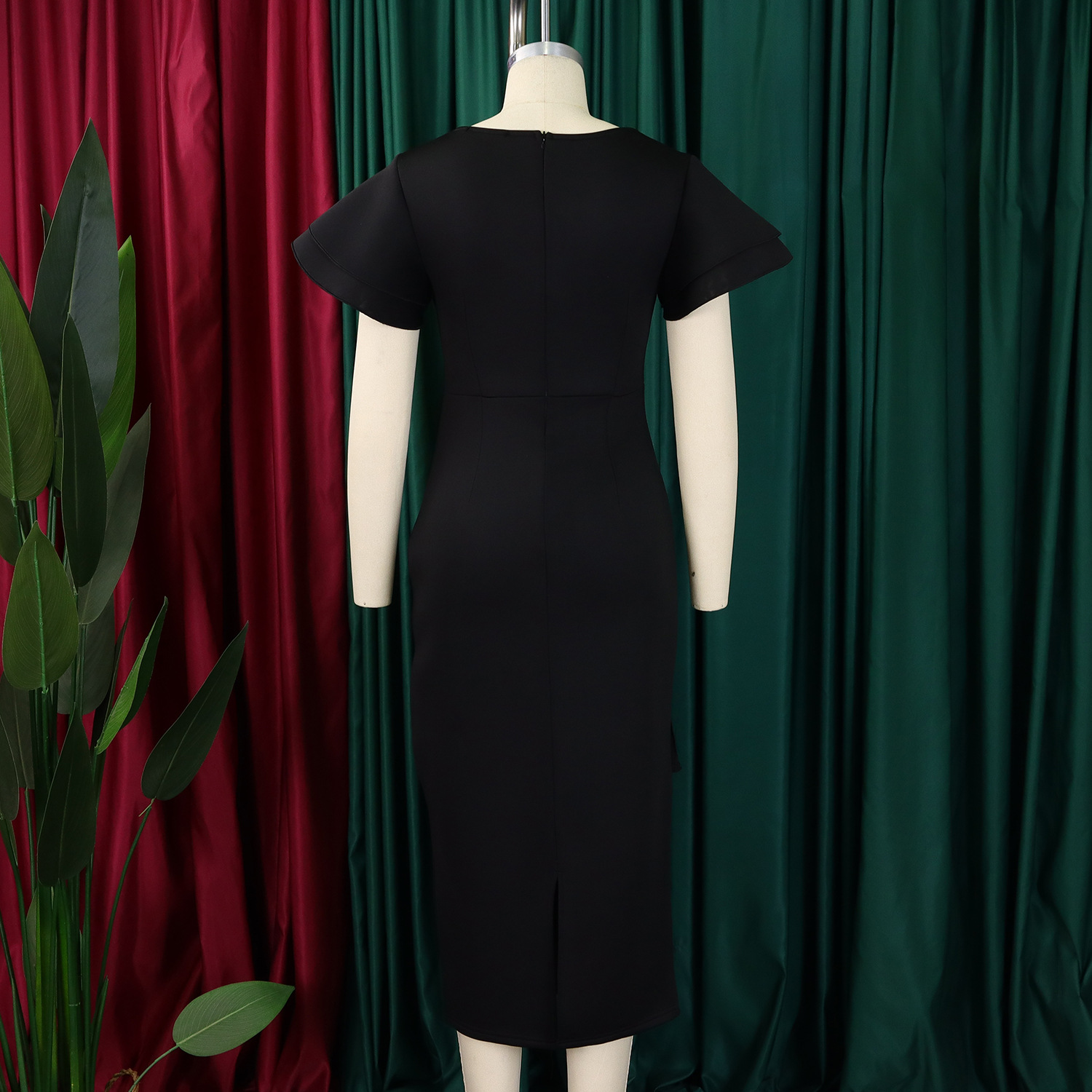 CM.YAYA Women Short Ruffles Sleeve O-neck Ribbon Bodycon Midi Dress 2025 Street Africa OL Evening Sexy Party Dresses Vestido