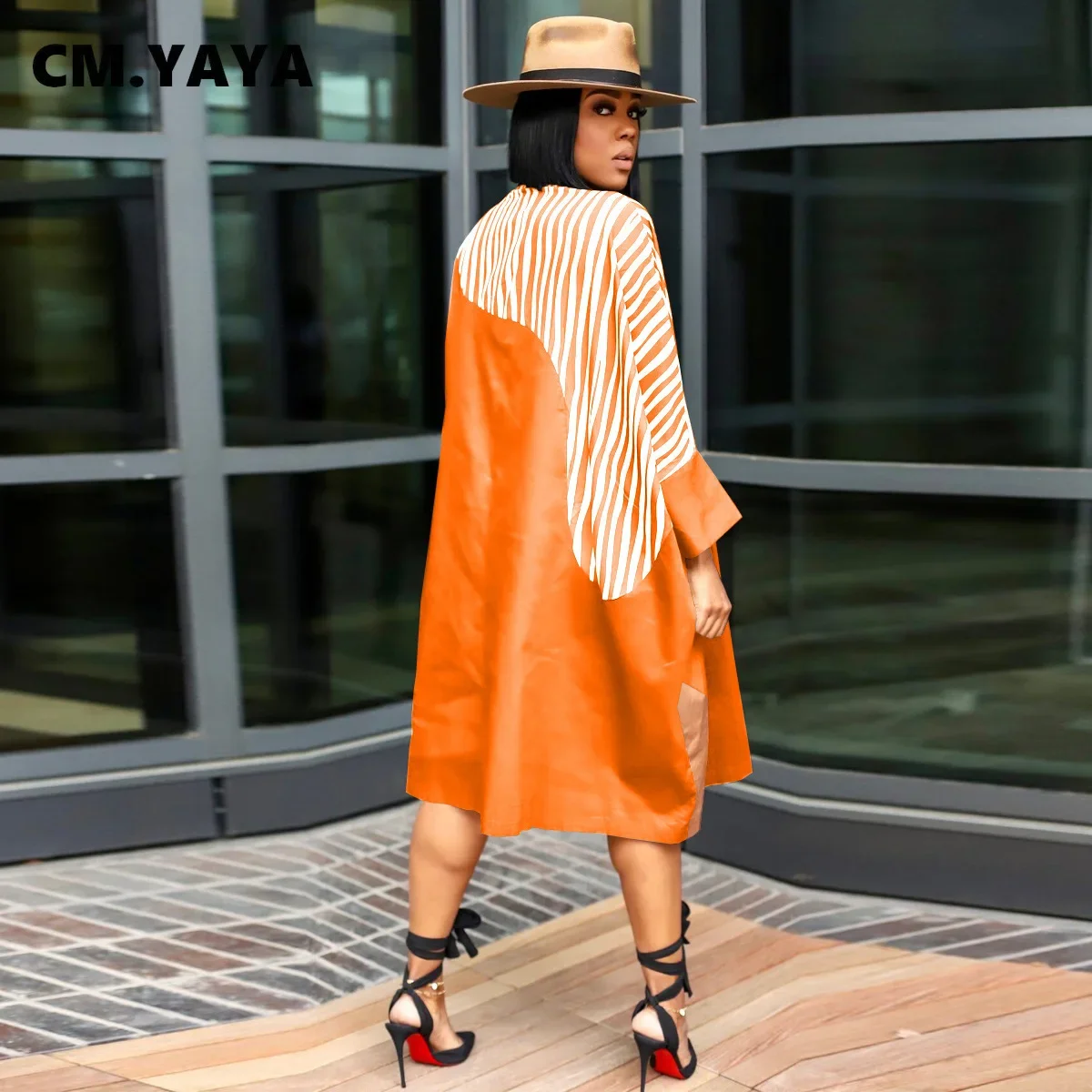CM.YAYA Elegant Patchwork Women Long Sleeve Single Breasted Loose Shirt Dress Street Fashion Slim Striped Smock INS Dresses CM.YAYA Elegant Patchwork Women Long Sleeve Single Breasted Loose Shirt Dress Street Fashion Slim Striped Smock INS Dresses