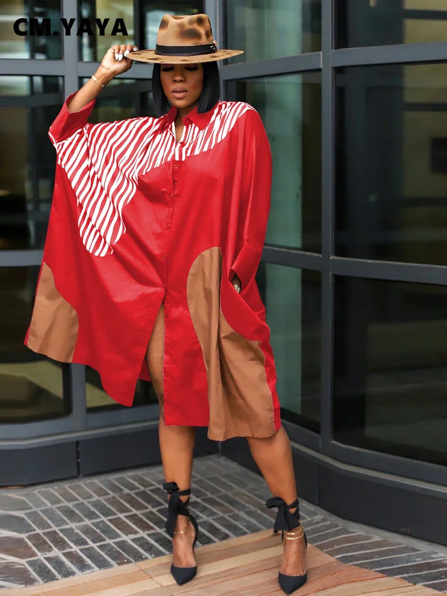 CM.YAYA Elegant Patchwork Women Long Sleeve Single Breasted Loose Shirt Dress Street Fashion Slim Striped Smock INS Dresses CM.YAYA Elegant Patchwork Women Long Sleeve Single Breasted Loose Shirt Dress Street Fashion Slim Striped Smock INS Dresses