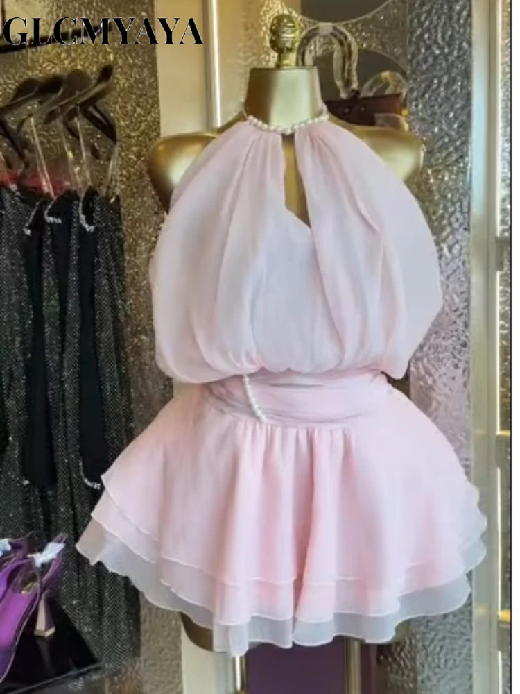 CM.YAYA Women Ruffles Halter Neck Cascading Ruffles Mini Dress 2026 Beach Vacation Education Party Vacation Dresses Vestidoss CM.YAYA Women Ruffles Halter Neck Cascading Ruffles Mini Dress 2026 Beach Vacation Education Party Vacation Dresses Vestidoss