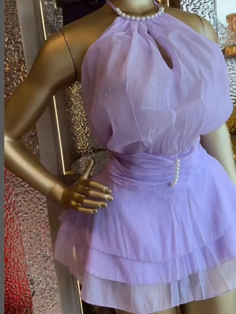 CM.YAYA Women Ruffles Halter Neck Cascading Ruffles Mini Dress 2026 Beach Vacation Education Party Vacation Dresses Vestidoss CM.YAYA Women Ruffles Halter Neck Cascading Ruffles Mini Dress 2026 Beach Vacation Education Party Vacation Dresses Vestidoss