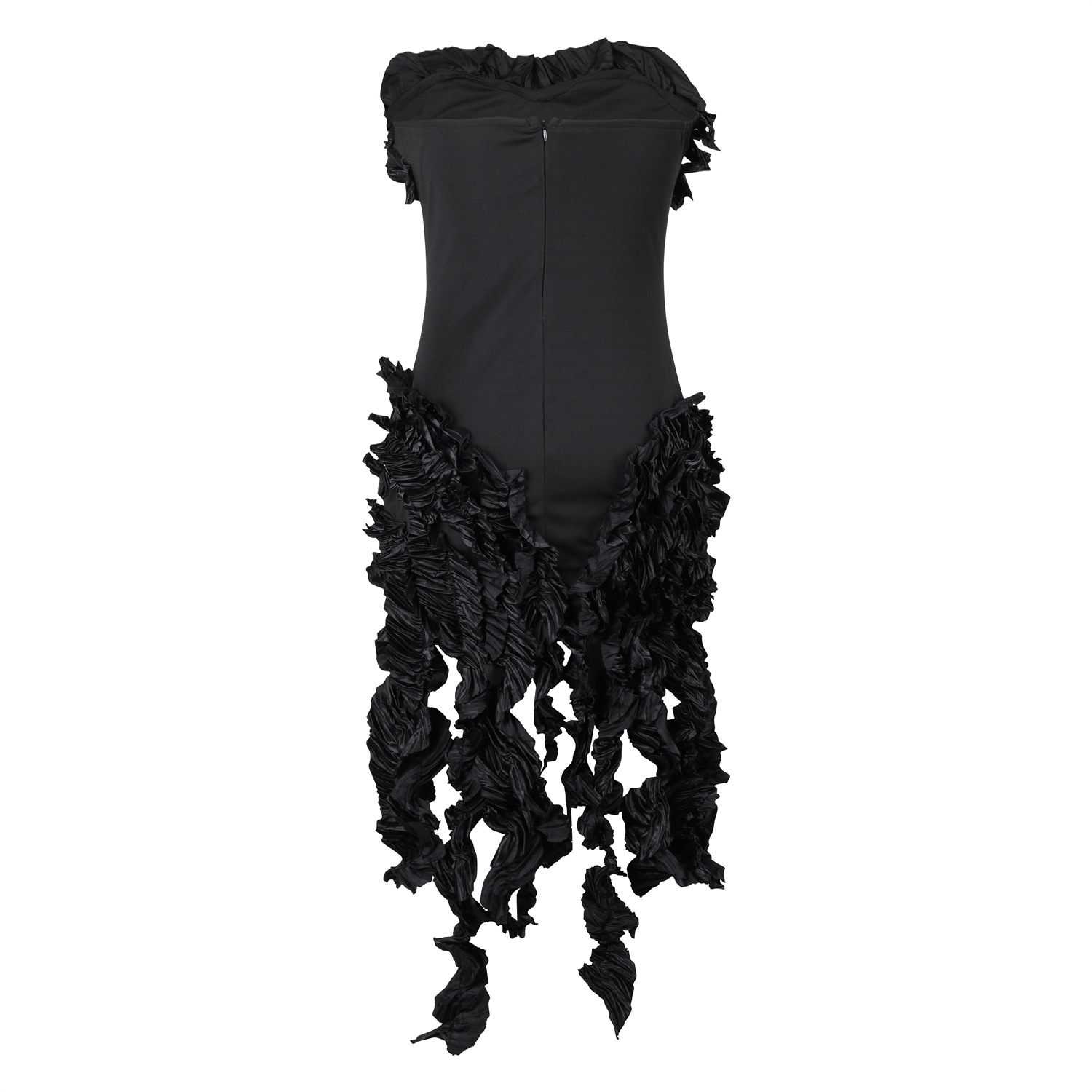 CM.YAYA Women Strapless Ruffles Tassel Splicing Irregular Birthday Bodycon Midi Maxi Dress 2023 Even Sexy Party Dresses Vestidos CM.YAYA Women Strapless Ruffles Tassel Splicing Irregular Birthday Bodycon Midi Maxi Dress 2023 Even Sexy Party Dresses Vestidos