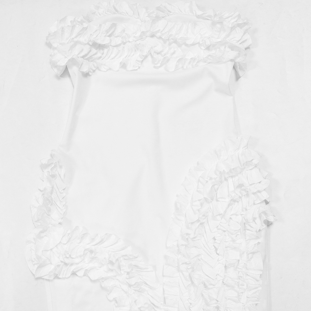 CM.YAYA Women Strapless Ruffles Tassel Splicing Irregular Birthday Bodycon Midi Maxi Dress 2023 Even Sexy Party Dresses Vestidos CM.YAYA Women Strapless Ruffles Tassel Splicing Irregular Birthday Bodycon Midi Maxi Dress 2023 Even Sexy Party Dresses Vestidos