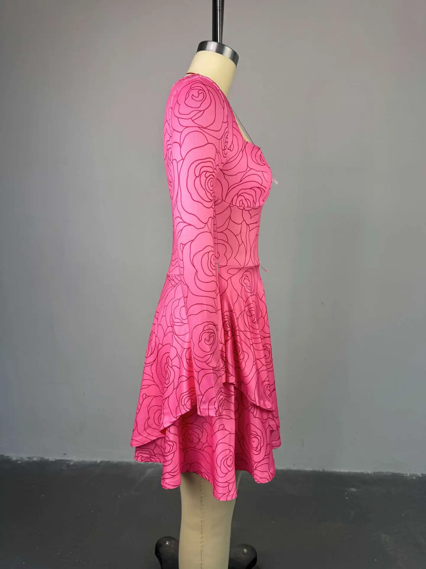 CM.YAYA Women Floral Printed Long Sleeve Bowknot Square Collar Mini Dress 2025 Evening Sexy Beach Party Birthday Street Dresses