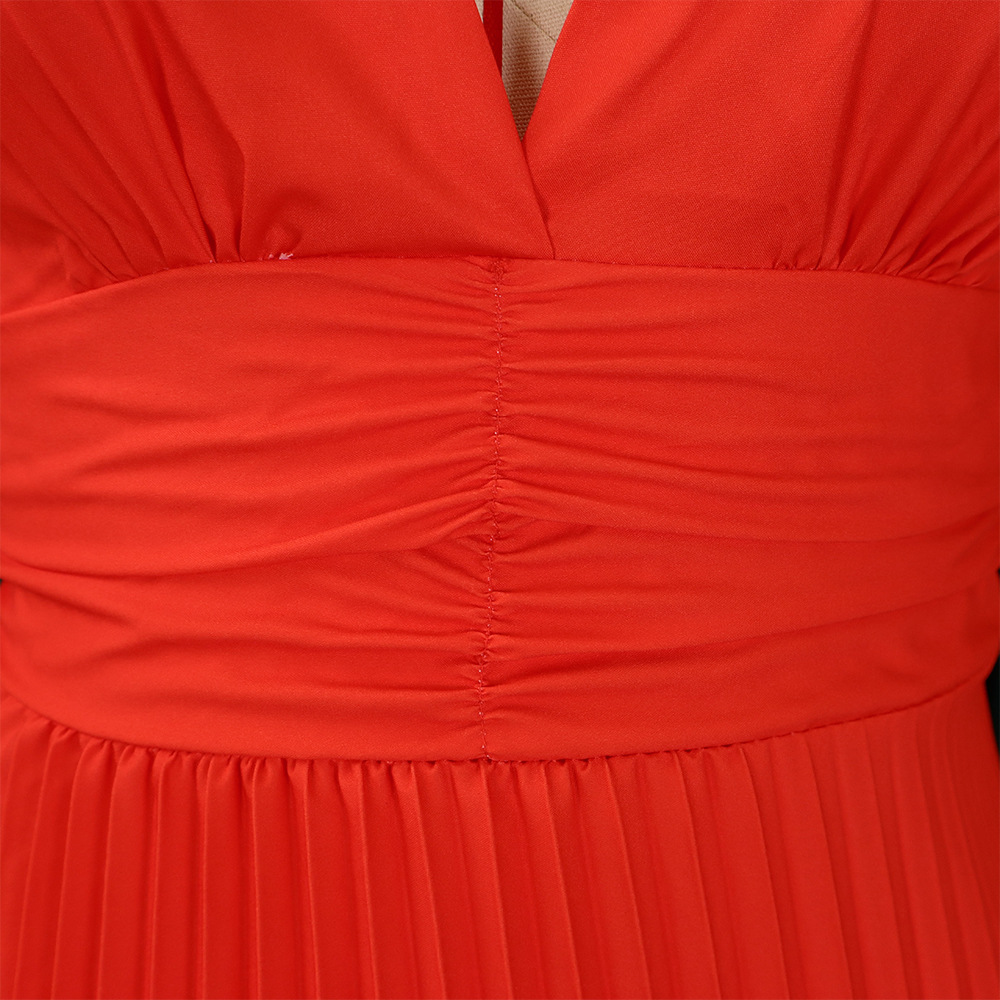 CM.YAYA Women Gradient Color Tie Up Stap Sleeveless Pleated Backless V-neck Maxi Dress 2023 Fashion Street Vestidos Sexy Dresses CM.YAYA Women Gradient Color Tie Up Stap Sleeveless Pleated Backless V-neck Maxi Dress 2023 Fashion Street Vestidos Sexy Dresses