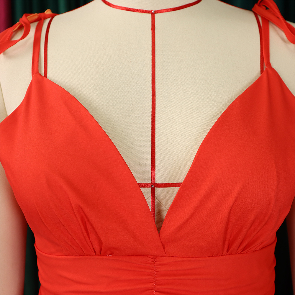 CM.YAYA Women Gradient Color Tie Up Stap Sleeveless Pleated Backless V-neck Maxi Dress 2023 Fashion Street Vestidos Sexy Dresses CM.YAYA Women Gradient Color Tie Up Stap Sleeveless Pleated Backless V-neck Maxi Dress 2023 Fashion Street Vestidos Sexy Dresses