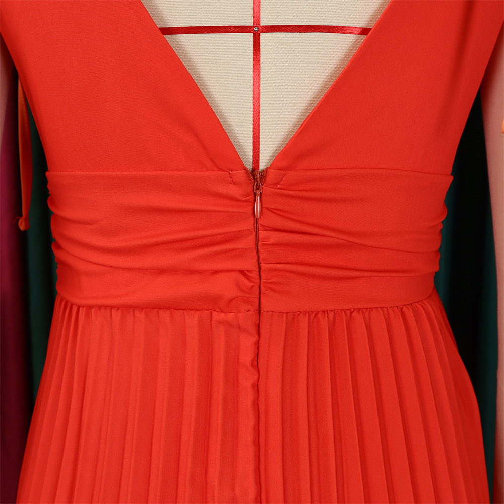 CM.YAYA Women Gradient Color Tie Up Stap Sleeveless Pleated Backless V-neck Maxi Dress 2023 Fashion Street Vestidos Sexy Dresses CM.YAYA Women Gradient Color Tie Up Stap Sleeveless Pleated Backless V-neck Maxi Dress 2023 Fashion Street Vestidos Sexy Dresses