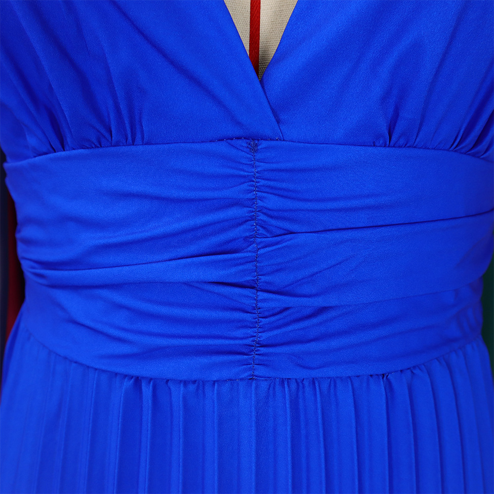 CM.YAYA Women Gradient Color Tie Up Stap Sleeveless Pleated Backless V-neck Maxi Dress 2023 Fashion Street Vestidos Sexy Dresses